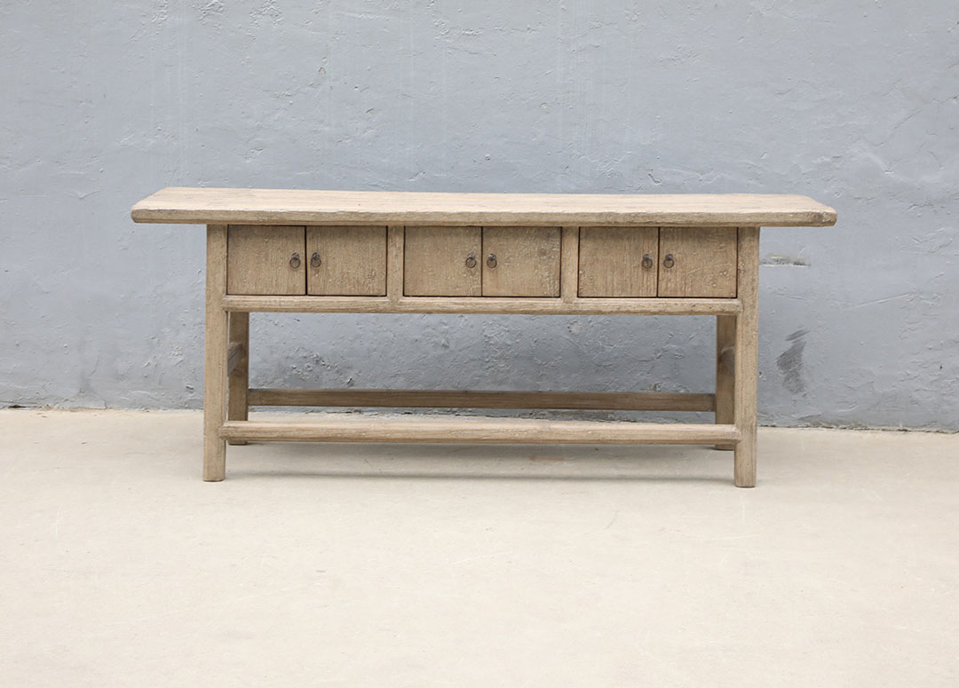 52-3730, Wooden side table with 6 doors