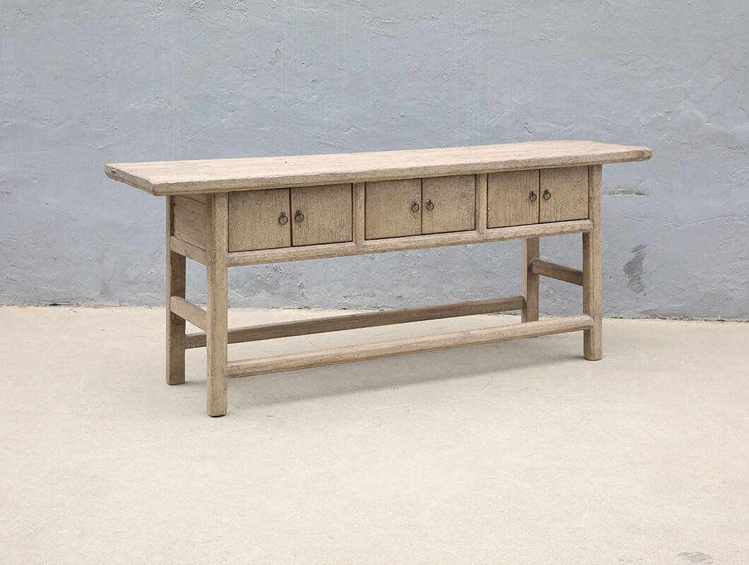 52-3730, Wooden side table with 6 doors