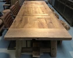 ET 127-C, Rustic wooden dining table, 200 years old stone oak