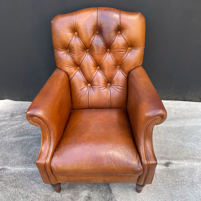 FT 123, Brown leather armchair - Fauteuils - Zitmeubels, banken, fauteuils, stoelen sofa's - De
