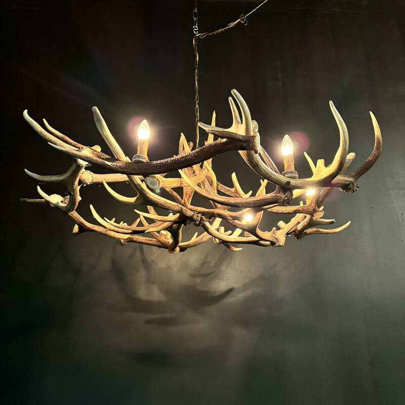 HG 115, Red stag antlers chandelier 