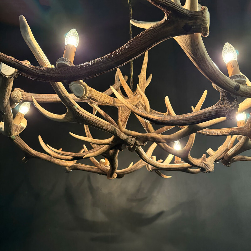 HG 115, Red stag antlers chandelier 