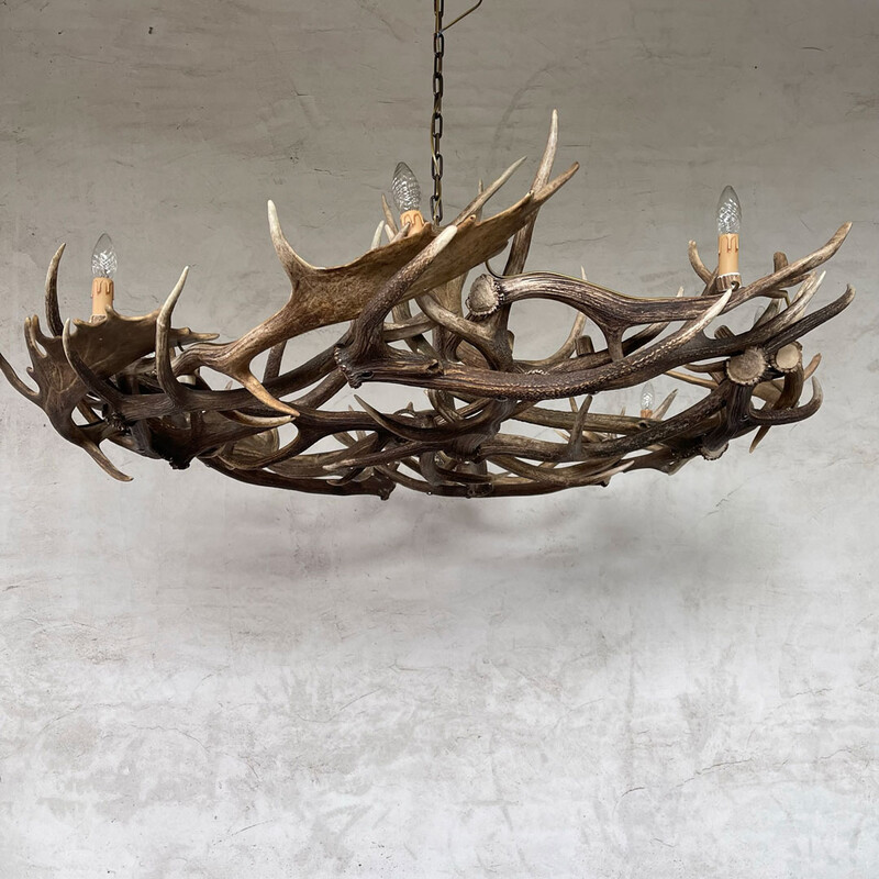 HG 222-B Big round chandlier from deer antlers