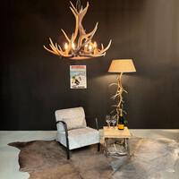 HG 259, Chandelier made of deer antlers with 6 lamps, model -Mountain-