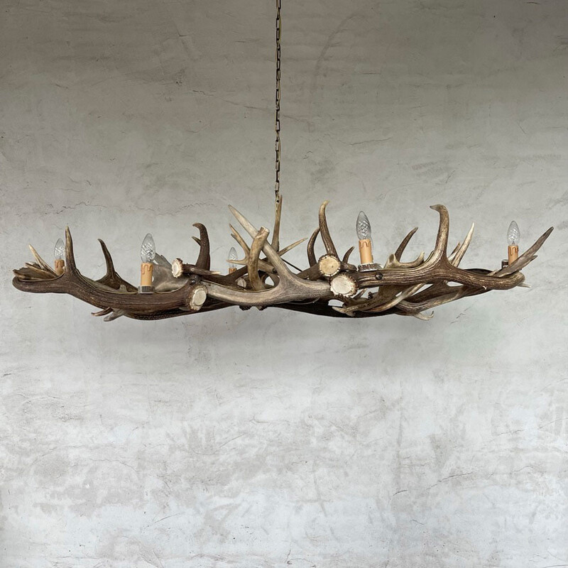 HG 272, Oval antler chandelier with 6 lamps