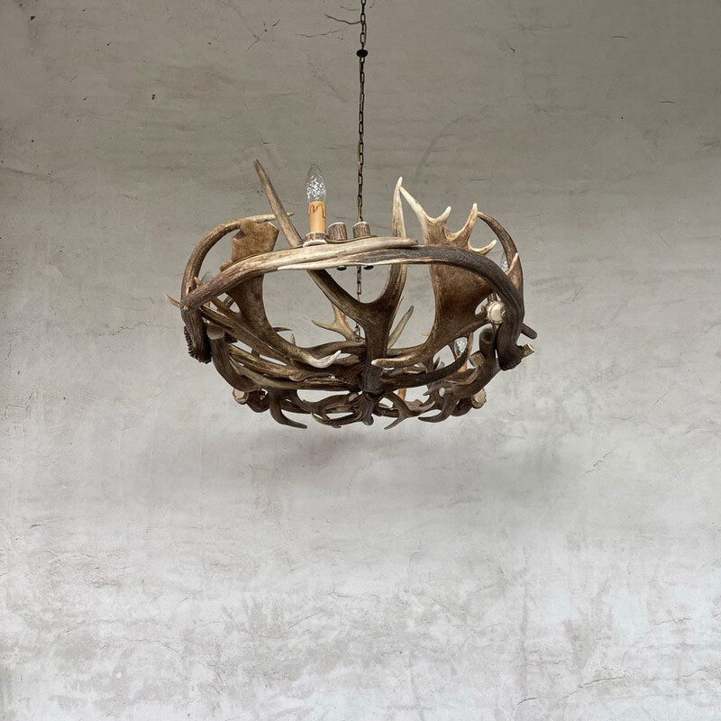 HG 272, Oval antler chandelier with 6 lamps