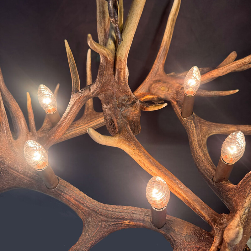 HG 274, Antler chandelier with 6 lamps and 1 spot