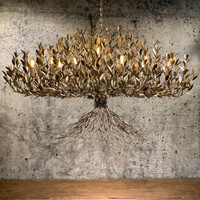 HL 145-A, Big chandelier with leaves, silver 