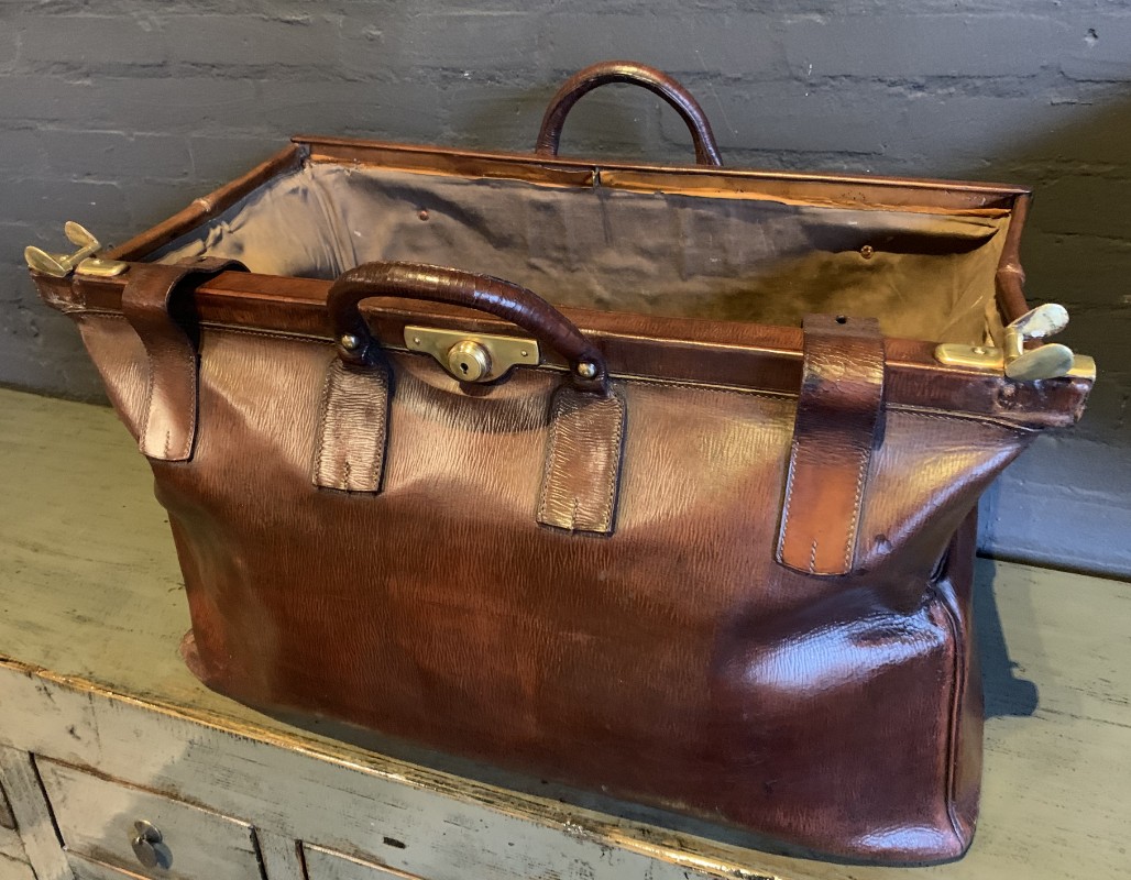 Leather cheap gladstone bag