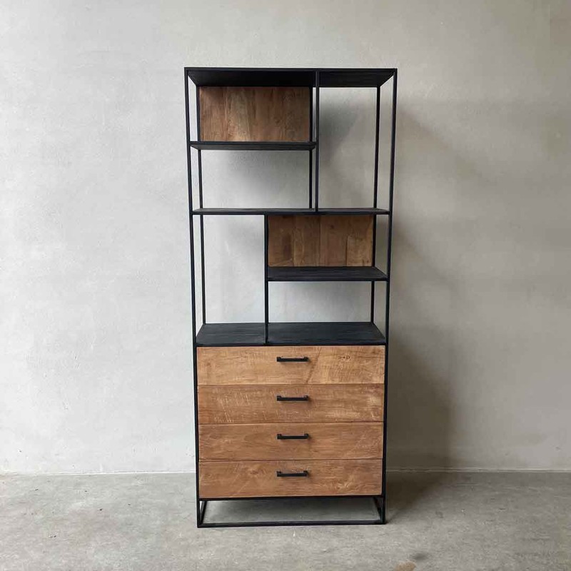 Weg laag opener KT 164, Cabinet with 4 drawers and shelves - Kasten - landelijke meubels,  Meubels voor landelijke inrichting, - De Jong Interieur