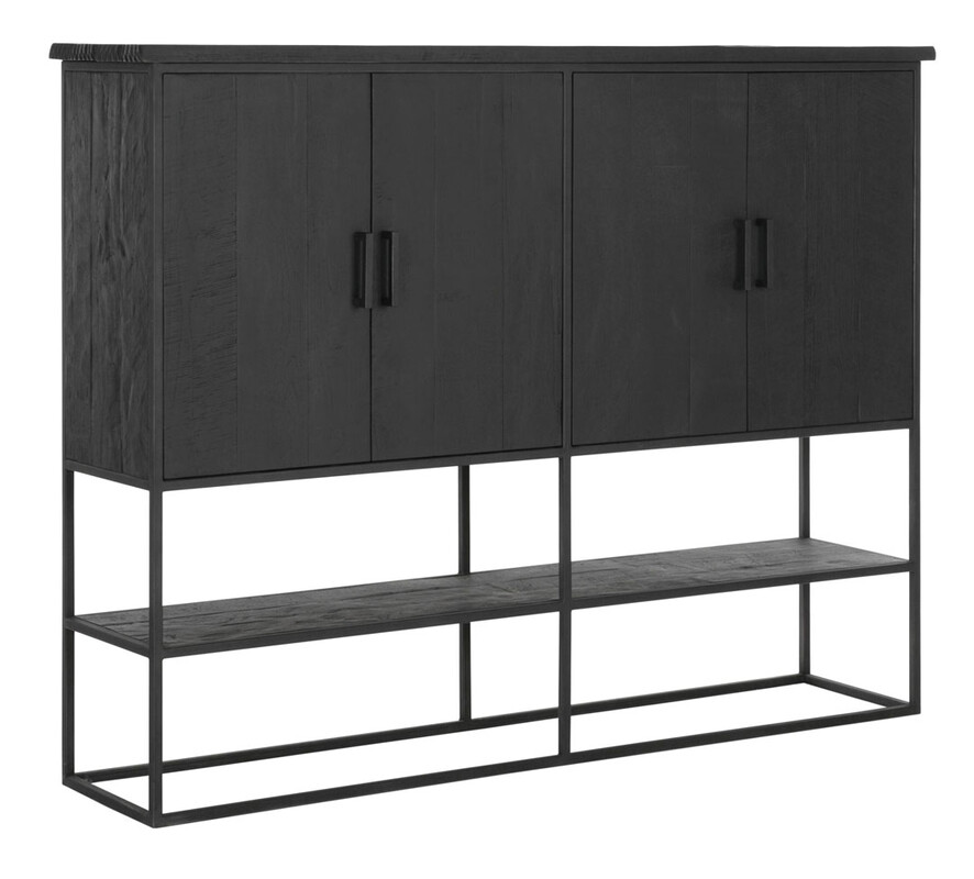 KT 310, Black cabinet with 4 doors and bottom shelf