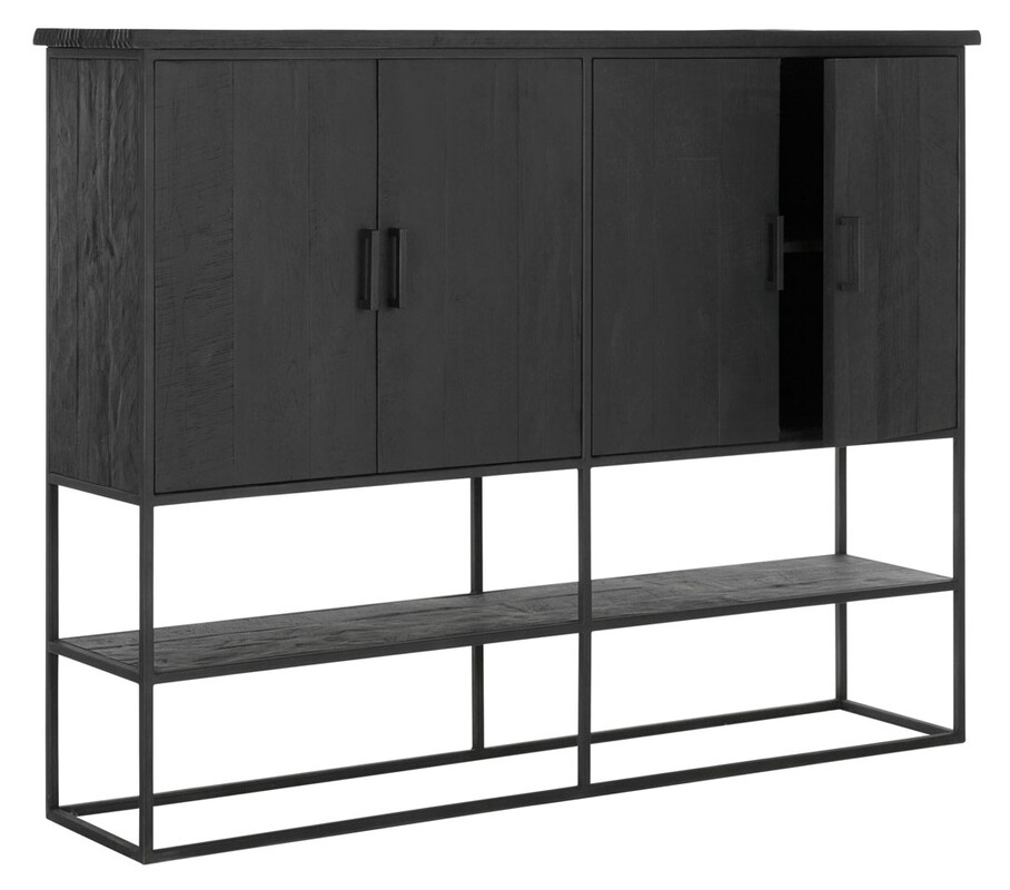 KT 310, Black cabinet with 4 doors and bottom shelf