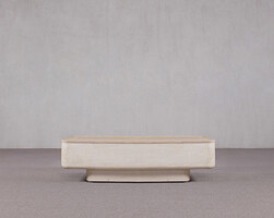 L-44, White coffee table with wooden top