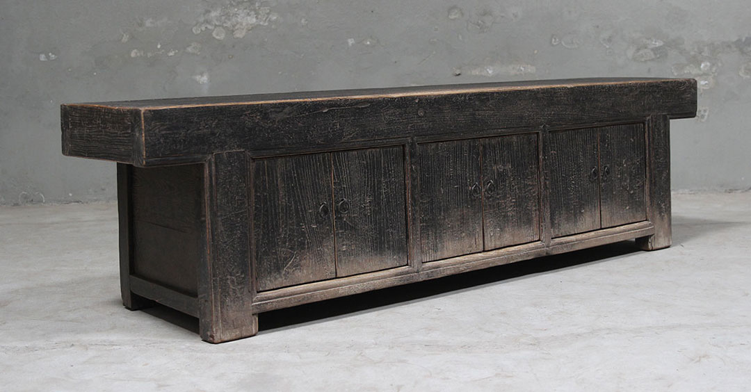 L397, Black tv cabinet with 6 doors