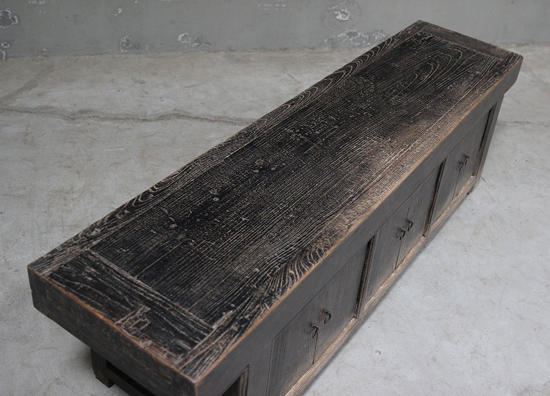 L397, Black tv cabinet with 6 doors