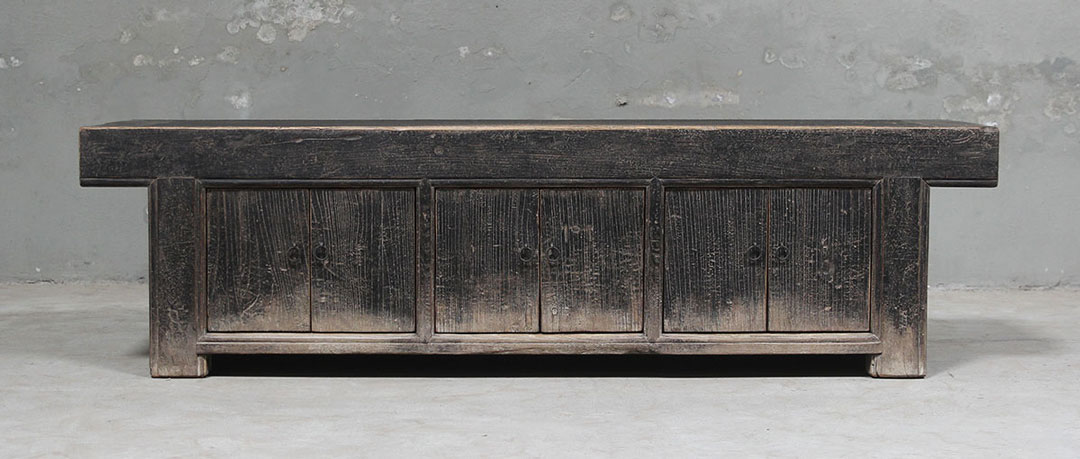 L397, Black tv cabinet with 6 doors