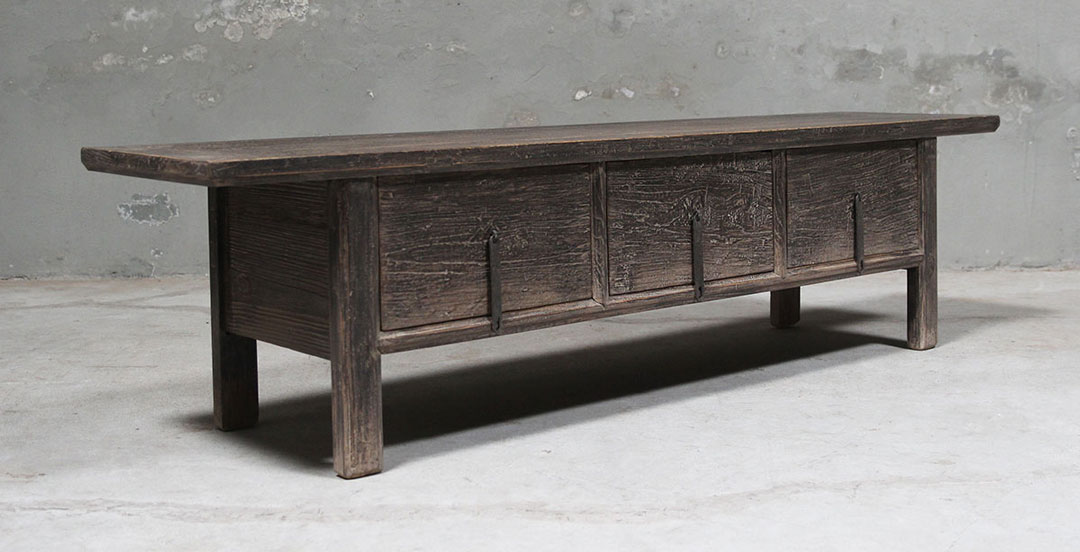 L398, Black tv cabinet with 3 drawers