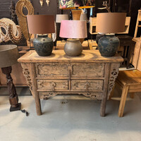 SWT 001, Side table with woodcarving and drawers