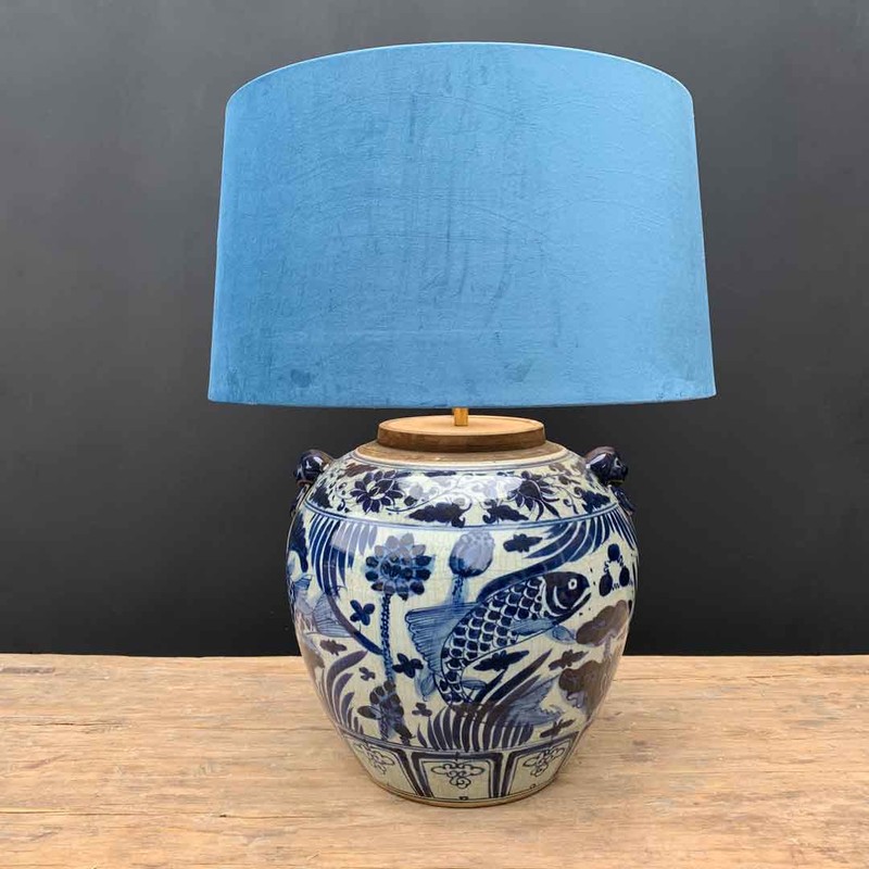 natuurkundige Afstoting eenzaam Kruiklamp Delfts Blauw - verlichting, terracotta lampen, potlampen, pot,  lamp - De Jong Interieur