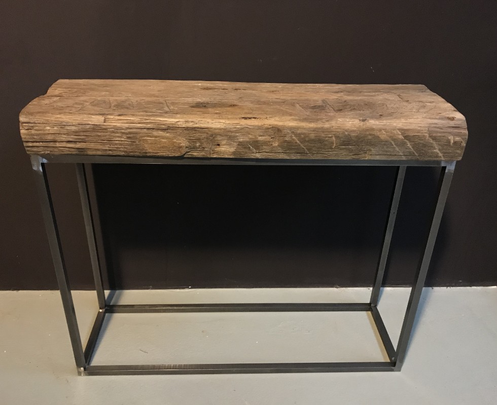Ontwikkelen letterlijk Correspondent Sidetable, thick oak top, steel frame - Sidetables - Furniture, benches,  tables. - De Jong Interieur