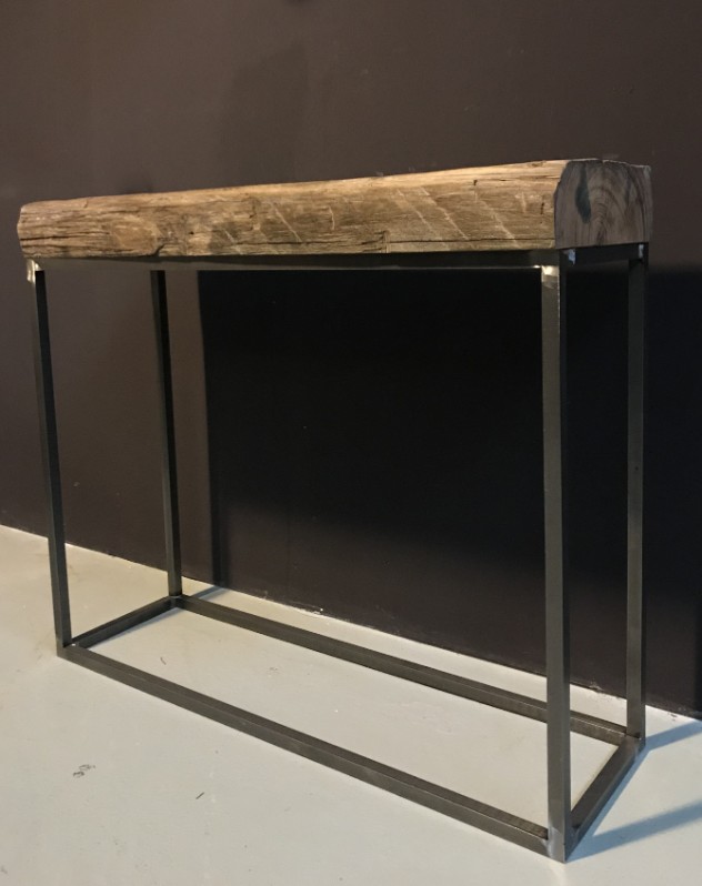 Ontwikkelen letterlijk Correspondent Sidetable, thick oak top, steel frame - Sidetables - Furniture, benches,  tables. - De Jong Interieur