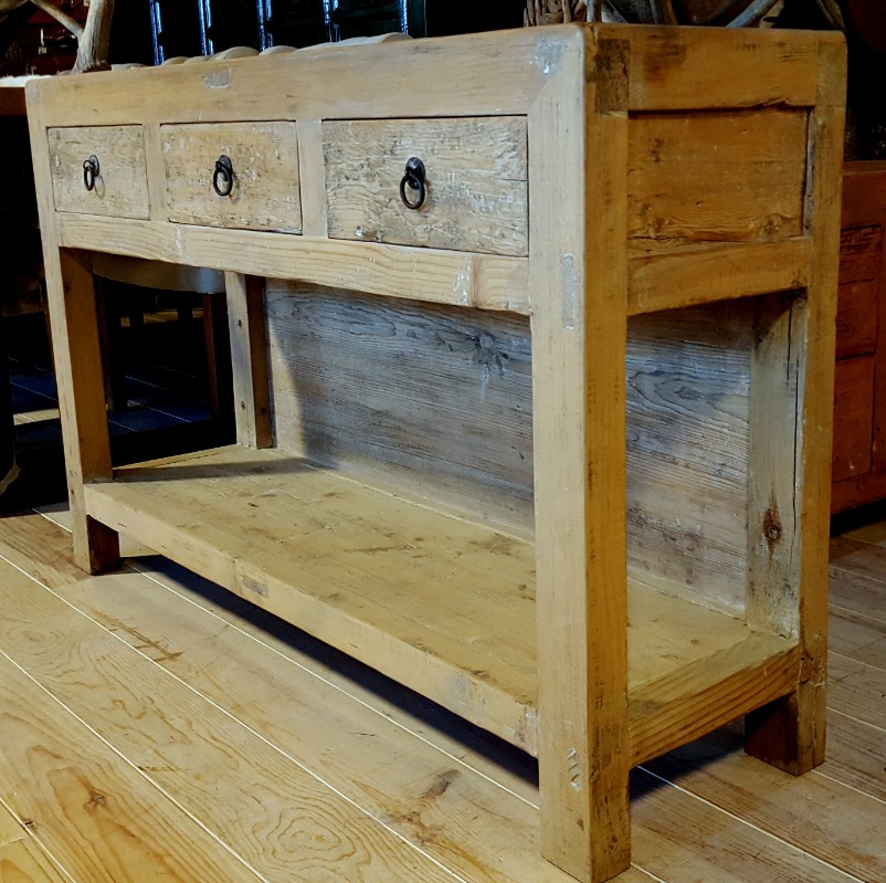 Elm houten sidetable te koop, landelijk houten meubelen te koop, - Sidetables - landelijke Meubels voor landelijke inrichting, - De Jong Interieur
