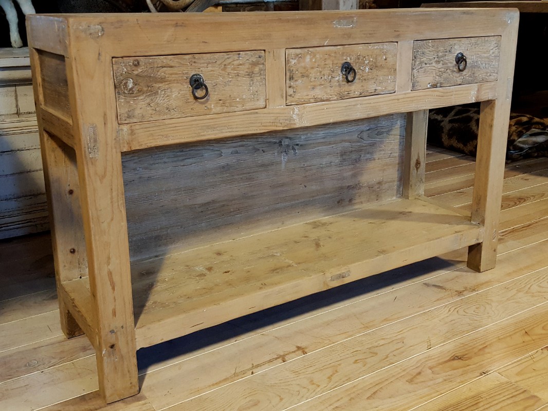 Elm houten sidetable te landelijk houten meubelen te koop, - Sidetables landelijke meubels, Meubels voor inrichting, - De Jong Interieur